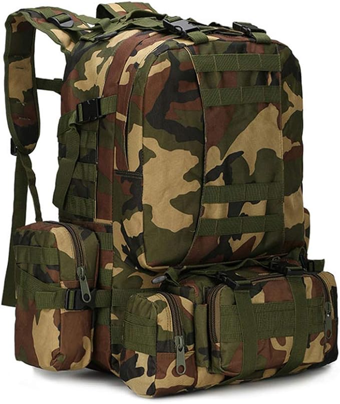 Outdoor Sports Pack Hiking Bag Tactical Rucksack Camo Knapsack Combat Camouflage Molle 55L Tactical Backpack - WL