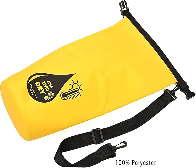 Troika 1-2-Dry Bag – RUC03/GY – Outdoor-Rucksack mit Kühlfunktion und Roll-Top – für Wassersport Angeln Schwimmen Wandern Camping – wasserdicht – PVC Tarpaulin – gelb schwarz