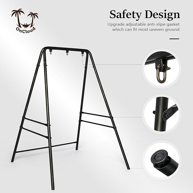 ONCLOUD Outdoor Hanging Chair Stand Heavy-Duty 450 LBS Support Outdoor Hammock Chair Stand for Patio Garden and Backyard (Antique Bronze Finish)