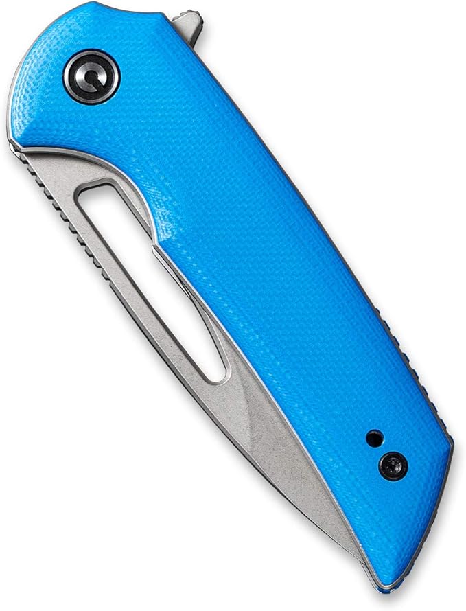 CIVIVI Odium Small Folding Knife –2.65 Stonewashed D2 blade G10 Handle Ball Bearings Pivot Flipper Opening Knife with Reversible Deep Carry Clip C2010C (Blue)