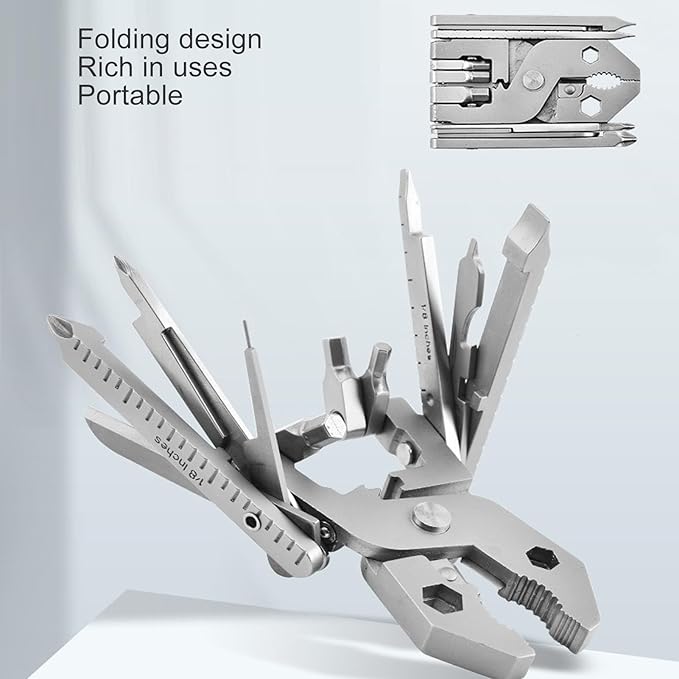 12 in 1 Stainless Steel Multitool Pliers Foldable Compact Pliers Screwdriver Portable and Convenient Universal Multi Tool Survival Tools for Home Outdoor Camping Travel