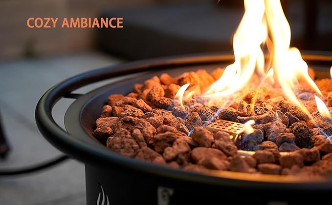 ONLYFIRE OUTDOOR LIVING Propane Gas Fire Pit 22¡± Portable Smokeless Fireplace with 12Ft Hose &amp Lava Rocks FirePit for Patio Backyard Bonfire Camping RV Tailgating Beach Party 55000BTU #FP001