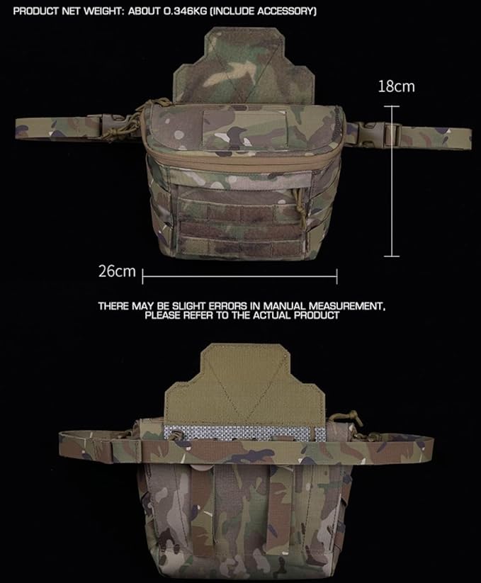 Molle PC Drop Pouch Bag for Vest Chest Rig Plate Carrier Convenient Buckle Rich Space 3 Ways of Use Waist Bag with Sling