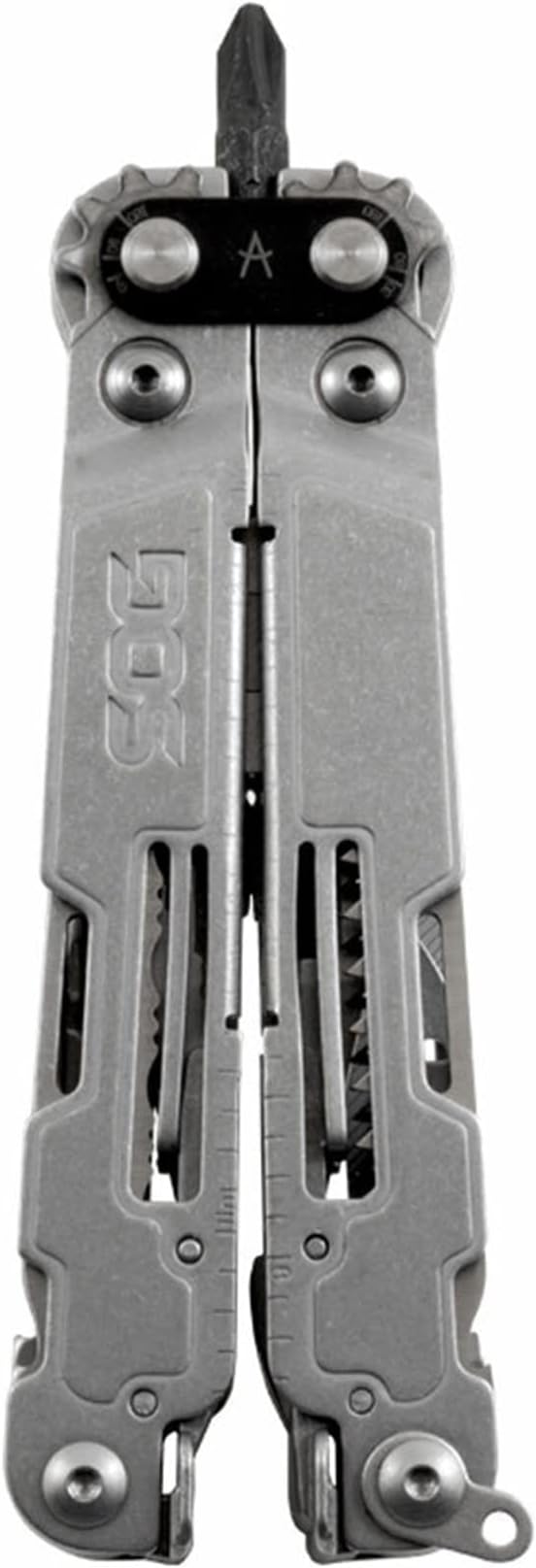 SOG PowerAccess Deluxe All-Around Heavy Duty Stainless Steel Multi-Tool w/Nylon Sheath Two Knife Blades Can &amp Bottle Opener Stone Wash
