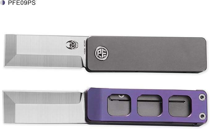 Petrified fish PFE09 Cash Folding Knife1.81 14C28N Satin Blade 1.69oz Titanium Handle Front Flipper Pocket knife for EDC (Black)
