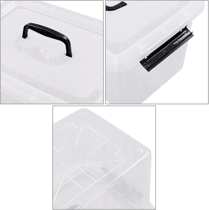 Cand 12 Quart Plastic Latching Box Clear Storage Bin with Lid 6 Packs