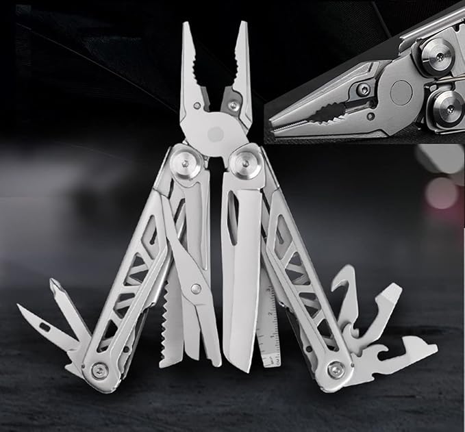 Multi-Purpose Pocket Knife Pliers Kit Durable Stainless Steel Multi-Plier Multi-tool for Survival Camping Hunting (black)