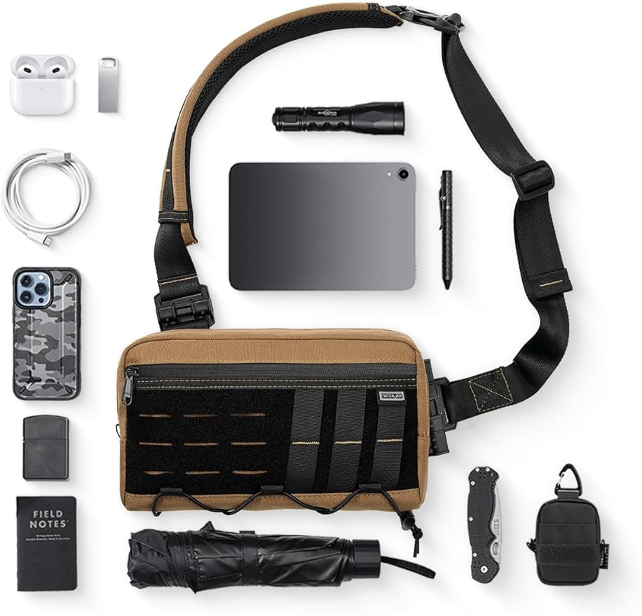 TACTICAL_GEEK L3C EDC Sling Bag Crossbody Shoulder Bag Multipurpose Daypack Chest Backpack Casual Sling Bag for Men &amp Women (Coyote Tan)