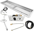 FAHKNS 48 x 14 Rectangular Fire Pit Pan Kit for Indoor or Outdoor Large Built-in Fire Table. Stainless Steel Drop-in Fire Pit Pan with H-Shaped Burner Spark Ignition Kit