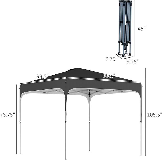 8x8 Sturdy Enhanced Superior AdjustableHeight Foldable Pop-Up Gazebo Canopy CarryBag Wheels HeavyDuty 4LegWeightBags Black