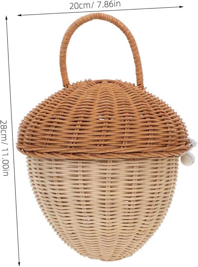 Cabilock Toy Bins for Boys and Girls Rattan Bushel Basket with Lid Boys and Girls Storage Bins Handwoven