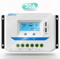 EPEVER Solar Charge Controller 30A 12V/24V Auto Work Solar Panel Solar Charge Controller PWM Regulator with LCD Display and USB 5V Output for Lead-Acid Gel Sealed Flooded Battery