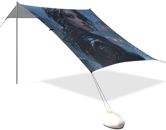 Game Anime Winter Playroom Foldable Beach Cabana UPF50+ Protection Waterproof Portable Sun Shelter with Sturdy Poles Sandbags and Shovel for Camping Picnics Backyard