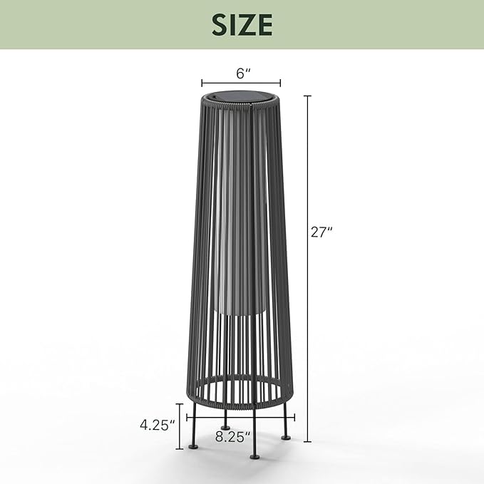 Grand patio 2-Pack Outdoor Floor Solar Light Wicker Solar Patio Lamp Waterproof Outside Deck Lamp for Porch Yard Garden Lawn Decorations - Light Brown Gordes 2 PCS