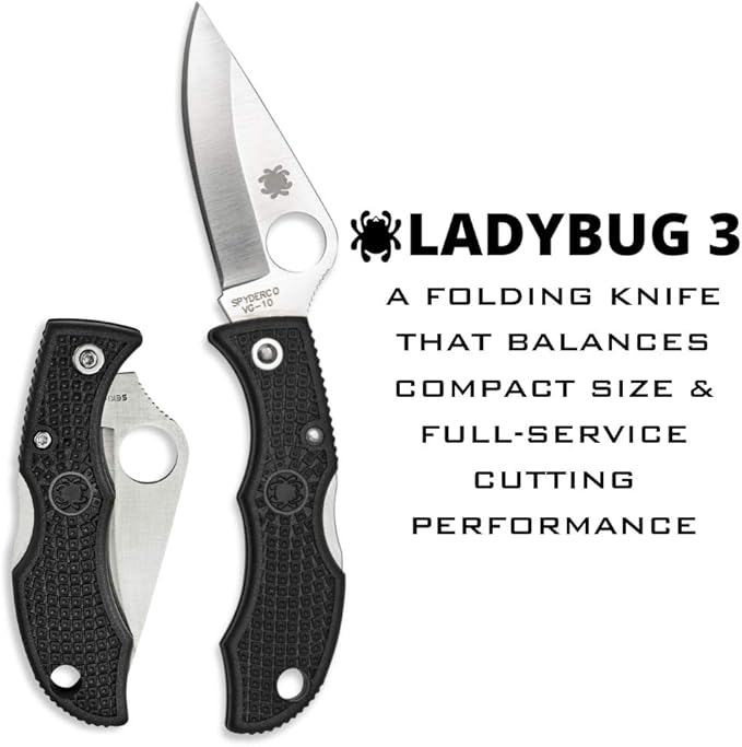 Spyderco Ladybug 3 Lightweight Folding Knife 1.9 VG-10 Steel Blade PlainEdge FRN Handle Black - LBKP3