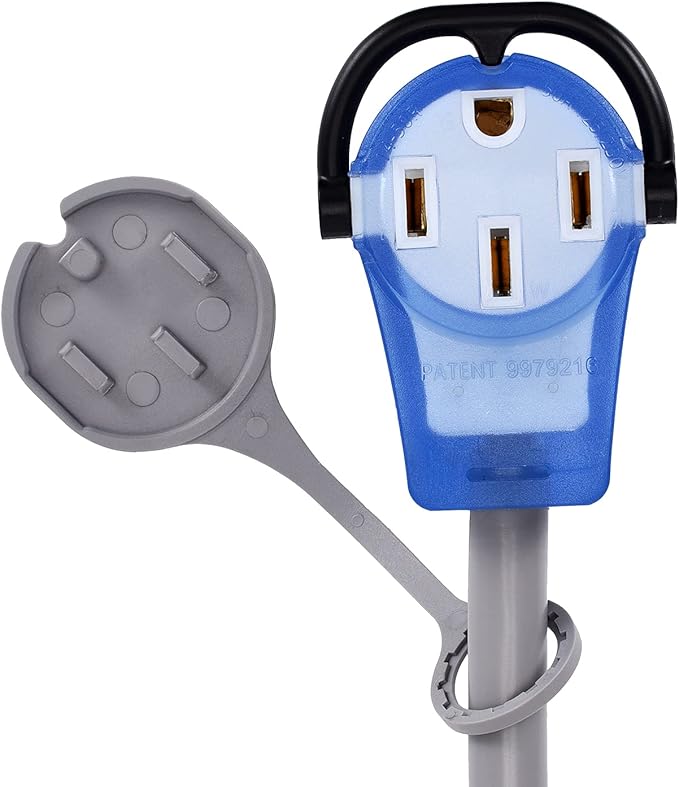 50Amp RV/Range/Generator Power Cord NEMA 14-50P with 14-50R Series Connector to TT-30R Adapter1.5 FT (50MF/30F Gray)