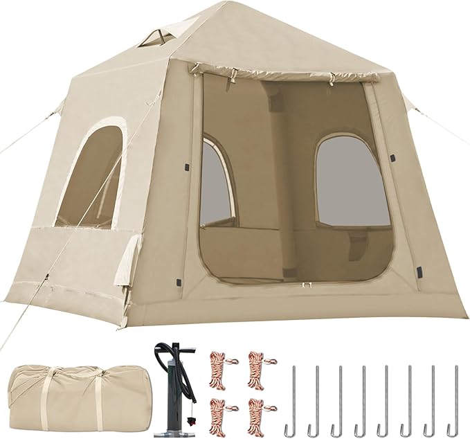 Inflatable Tents for CampingEasy Blow Up Tent with Hand Pump4 Seasons Waterproof Air Inflatable Camping Tent House for Family Weekend Camping
