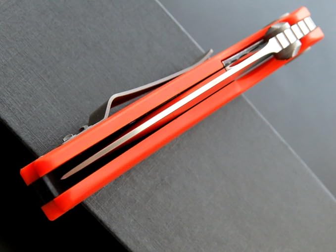 Eafengrow EF335 Folding Knives D2 Blade and G10 Handle5 inch Closed EDC Pocket Folding Knife with Clip (orange)