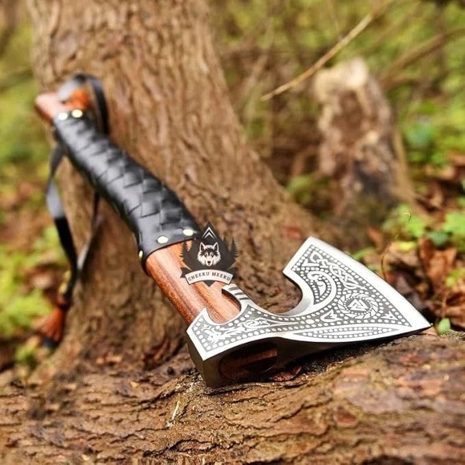 Hnadmade Two Handed Large Berserker Axe Norse Axe Scandinavian Viking Dane Ashwood Handle Functional Axe (FM-0008) ((FM-80))