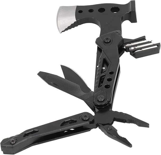 Foldable Multifunctional Axe Multitool Stainless Steel Portable Pocket Size with Hammer Pliers Knife for Camping Hiking Outdoor