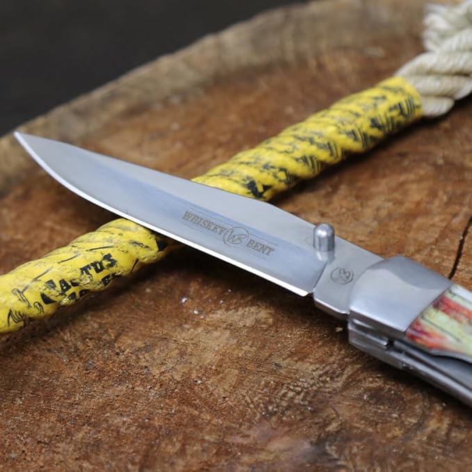 WHISKEY BENT HAT CO. Locking Trapper Folding Pocket Knife 4.125 Closed Length 440C Stainless Steel Blades (Patriot - Plain Edge)