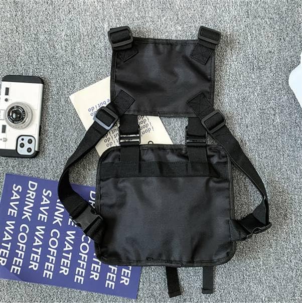Waist Pack Men's Chest Bag Outdoor Travel Tooling Vest Belt Bag Adjustable Strap Lightweight Crossbody Backpack (black)
