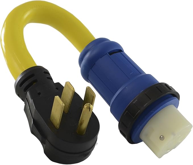 Conntek 14328 RV 1.5-Foot Pigtail Adapter 50 Amp RV Male Plug to 50 Amp 125/250 Volt Locking Female Connector Black (Pack of 6)