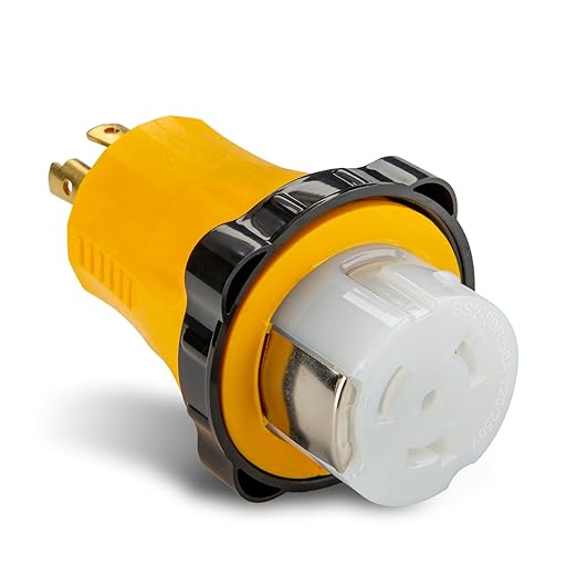 NEMA L14-30P to SS2-50R Twist Lock RV Marine Shore Power Generator Adapter Plug 30 Amp 4 Prong Generator L14-30P Male to 50 Amp Marine Shore Power SS2-50R Receptacle 125/250V ETL Listed