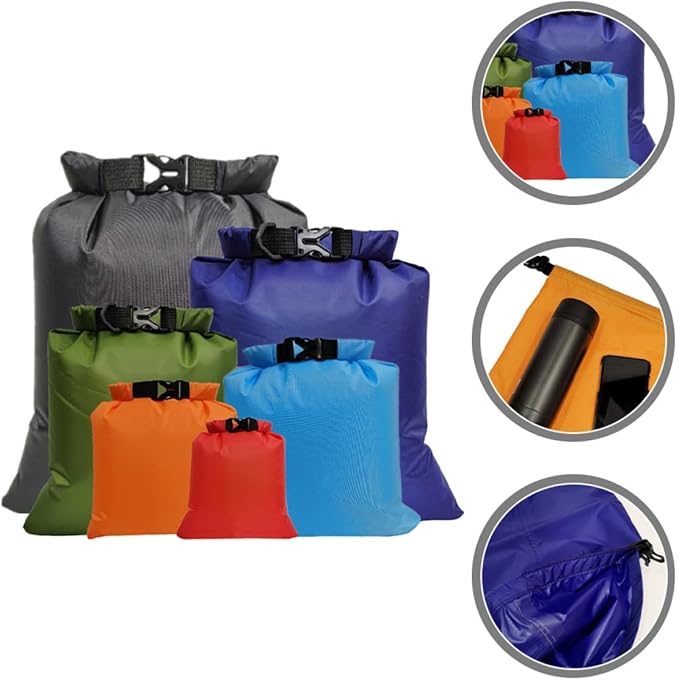 Multi-Function Waterproof Dry Bags Set 6pcs Lightweight Roll-Top Storage Pouches with Compression for Outdoor Adventure and Water Sports