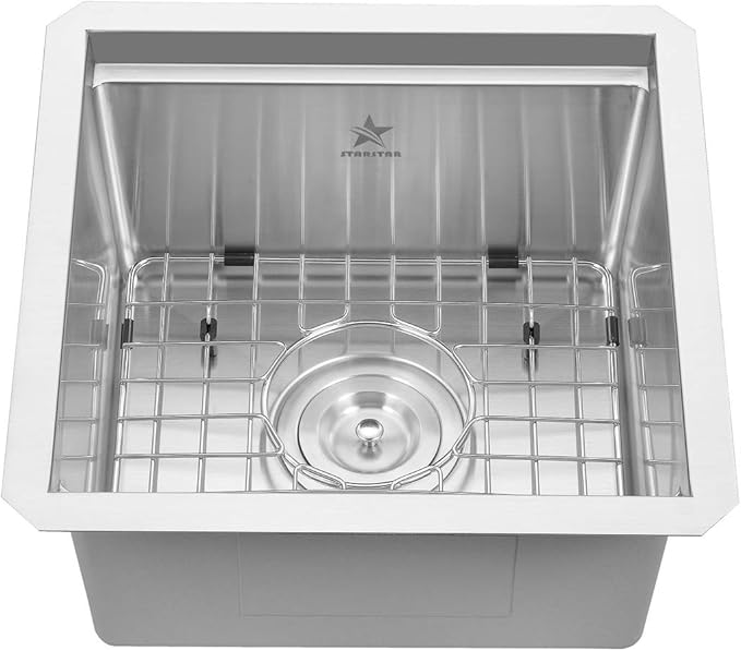 STARSTAR Workstation Ledge Undermount Single Bowl 304 Stainless Steel Kitchen Sink With Grid Cutting Board (15 x 15)