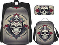 3pcs Backpack Sets Skull Yoga Printed Backpacks Set With Lunch Bag Pencil Pouch