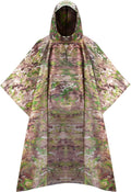 Military Camo Rain Poncho Extra Large Tactical Poncho Shelter with Pocket Waterproof for Hunting Hiking Camping Emergency