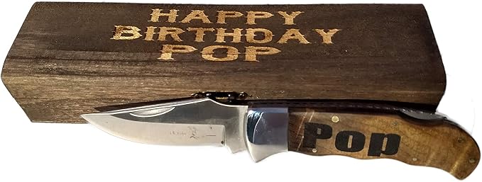 Engraved Pocket Knife With Personalized Wood Box | Anniversary for him | Unique 7 year Gifts For him