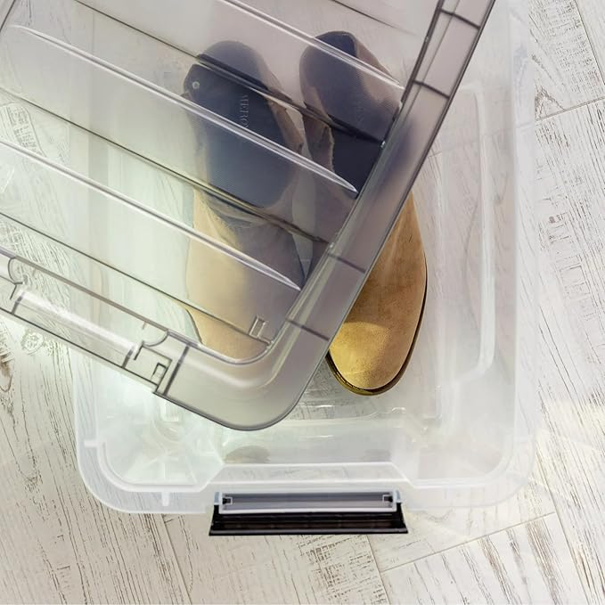 Clear Plastic Storage Bins with Lids Stackable Organizer Boxes for Closet Bedroom and Office (17.2 qt)