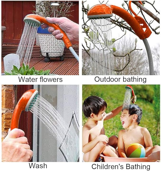 Portable outdoor ShowerElectric Rechargeable Camping Shower Pump for CampingHikingTravelPet CleaningCar WashWater Flower
