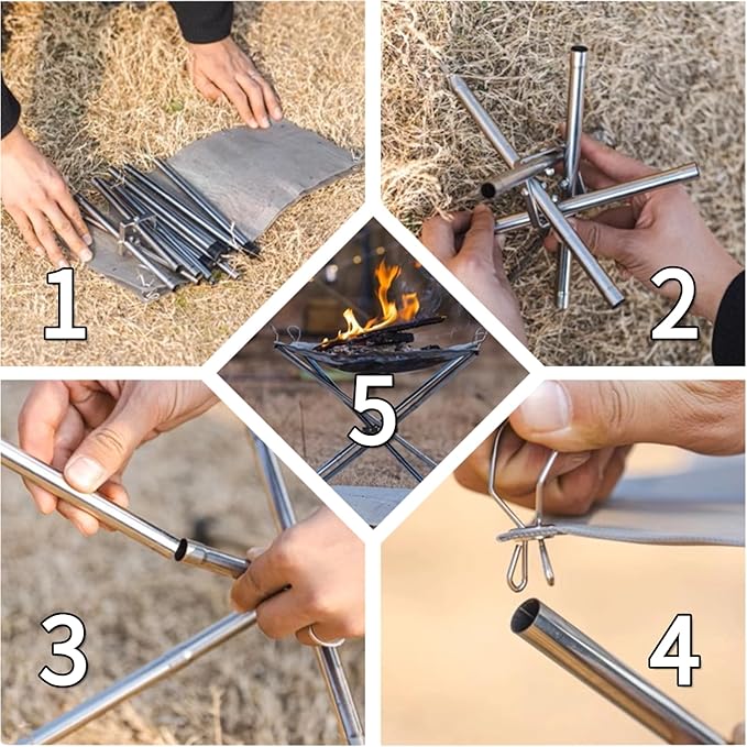 Portable Fire Pit for Camping22 inch Outdoor Folding Fireplace with Heat Resistant Firepit Mat &amp Carrying BagUpgrade 304 Stainless Steel Mesh BBQ Fire Bowl for PicnicsCampfireBackyardGarden