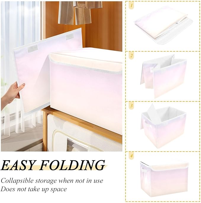 Gradients Storage Container with Lid Foldable Clothing Storage Bed Storage Containers for Home Studyroom Dormroom