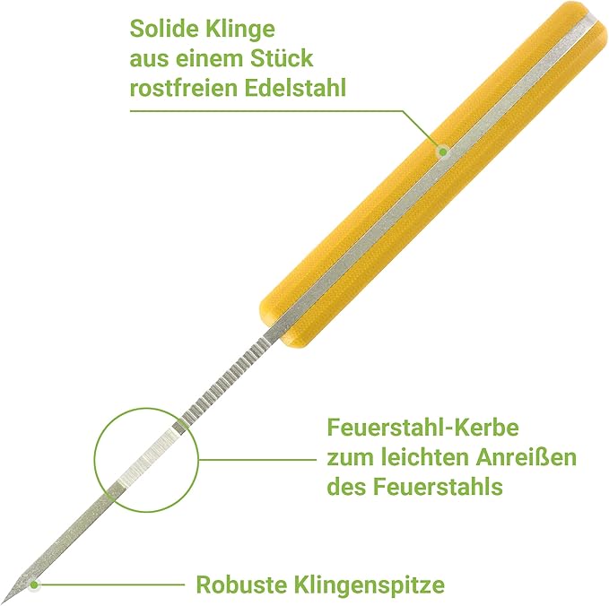 SCHNITZEL DU Kids Whittling Knife – Fixed Blade Outdoor Knife for Wood Carving and Beginners Yellow