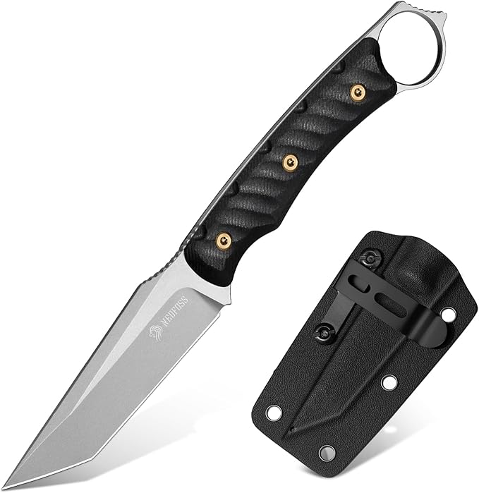 NedFoss PIONEER EDC Fixed Blade Knife with Sheath 3.4 14C28N Steel Hunting Knife with G10 Handle Camping Fixed Blade Small EDC Knives for Hiking Survival