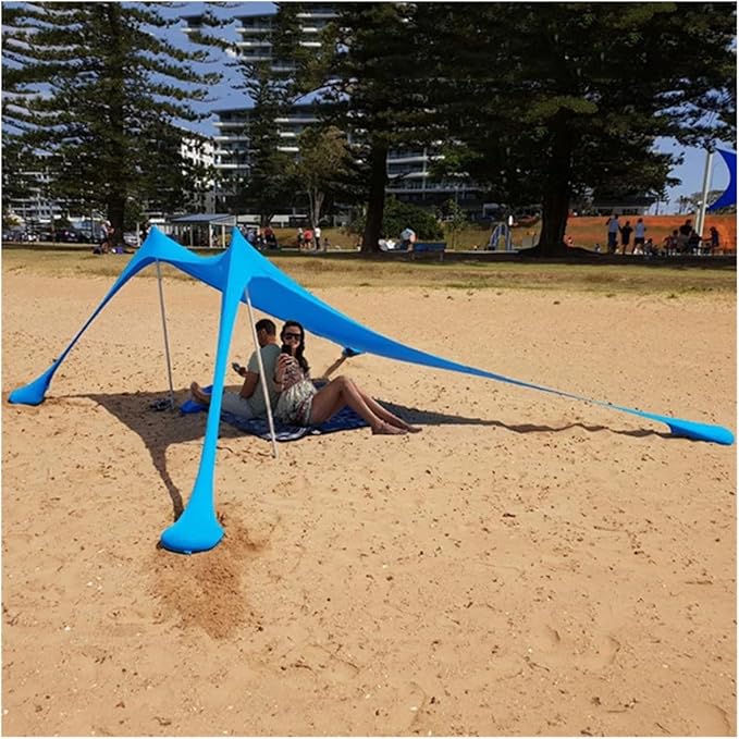Outdoor Travel Outdoor Beach Tent Sun Shelter Camping Shades Tents Windproof One-Piece Beach Canopy Tents UPF50+ Portable Family Tent Suitable for Outdoor Family Camping Fishing(Blue)