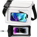 Waterproof Dry Bag Set 2 Pcs: White 9.8 Clear Fanny Pack with Black Waterproof Phone Case -7 Phone Pouch IPX8 Floating Water Proof Belt Bag with Adjustable Strap for Cruise Beach Swim Essentials