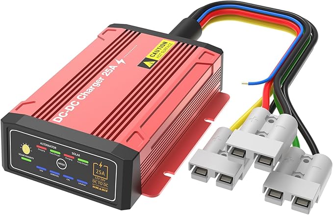 Waterproof DCDC Charger with MPPT for 12V 25A LiFePO4 Lead-Acid SLA Gel AGM Cal DC to DC Battery Charger with Anderson