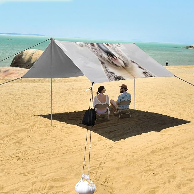 Koala Portrait Beach Tent Sun Shelter Set UPF50+ UV Protection 10.5 x 9.19 FT Camping Shade Canopy with Sandbags Sand Anchors Carrying Bag and Others