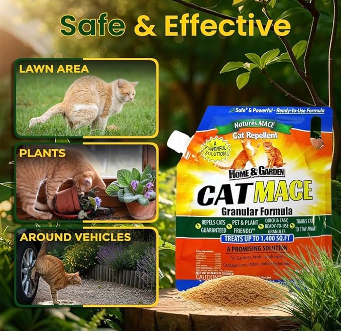 Nature's Mace Cat Mace Granules Outdoor cat Repellent for Yards Gardens and Plants. Safe for People Pets and Plants. Gradual Training Tool. (6 Pounds Granular (Pack of 1))