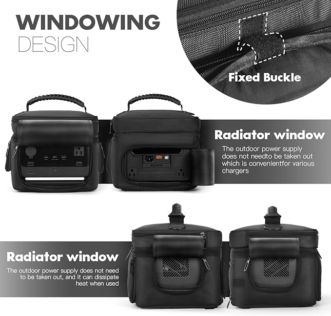 Carrying Case Compatible with EF ECOFLOW Portable Power Station RIVER 3 Plus 286Wh LiFePO4 Battery Protective Shoulder Bag with Pocket for Travel Camping Charging Outdoor Generator Covers
