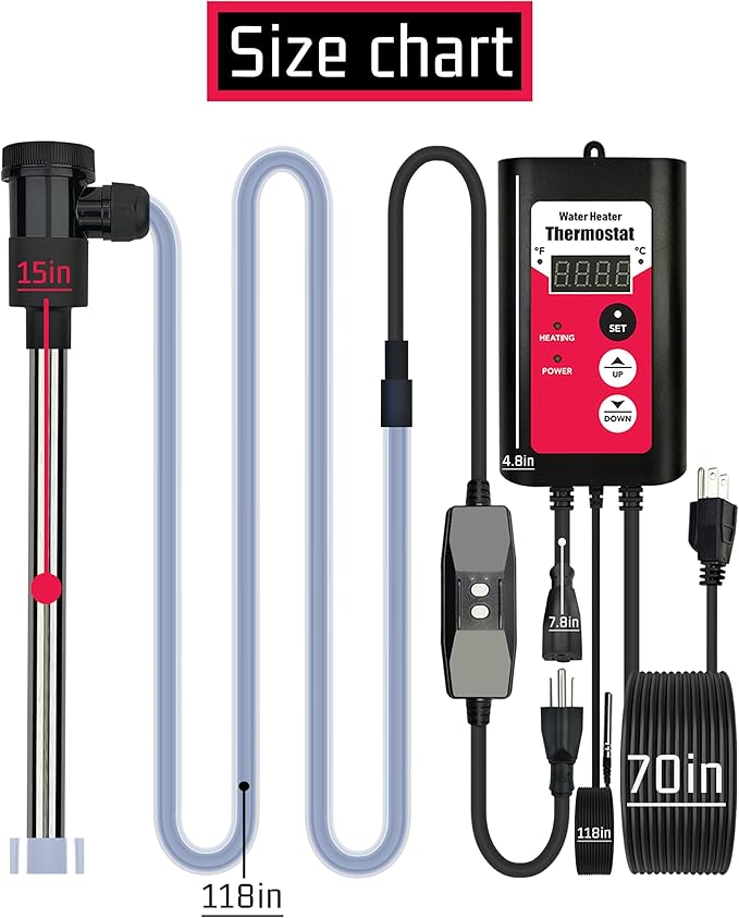 1300W Immersion Hot Tub &amp Pool Water Heater Portable Electric Submersible Heater with Temp Control and GFCI for Above-Ground Pool Inflatable Pool baptistry Bathtub baptismal pool &amp pond