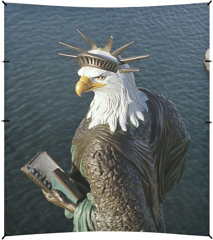 ALAZA Eagles Statue of Liberty Beach Tent Sun Shelter Portable Canopy Sunshade for Outdoor Camping Picnics Backyard Fun 10x9 ft