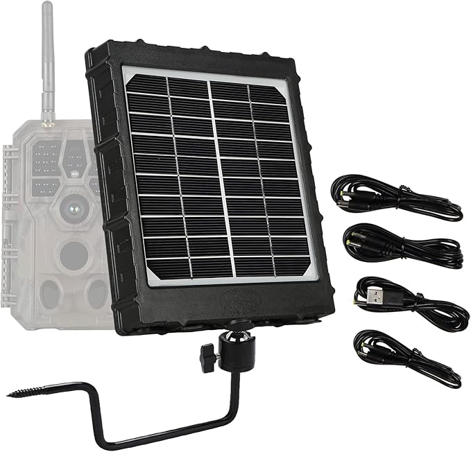 Trail &amp Game Camera Solar Power Bank Solar Charger Monocrystalline Solar Panel 3W 8000mAh Output 12V/1A 9V/1.5A 6V/2A Input 5V IP66 Waterproof Portable Outdoor Power Supply with Bracket