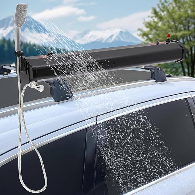 4.8/5.3/7.9 Gallon Pressurized Water Tank Road Camping Shower Roof Rack Road Solar Shower for Off-Road Vehicles Pick-Up Trucks Suv Water Storage Tank for Overlanding Outdoor Activities18L/4.76Gal