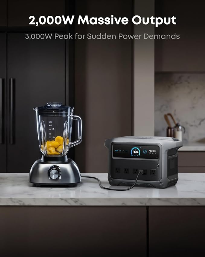 Anker SOLIX C1000 Gen 2 Portable Power Station 2000W (Peak 3000W) Solar Generator Full Charge in 49 Min 1024Wh LiFePO4 Battery for Home Backup Power Outages and Camping (Optional Solar Panel)